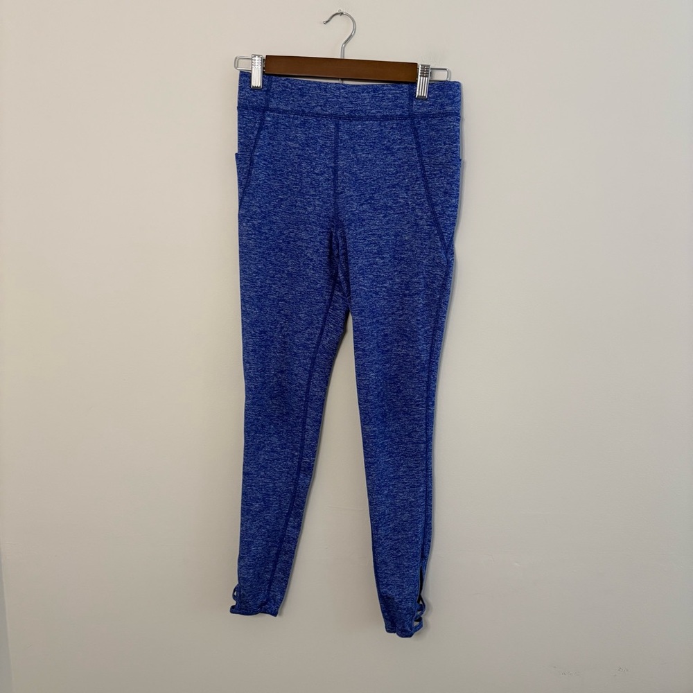 Athletic Works Girls Leggings XL 14/16 Purple Blue Pockets Sporty